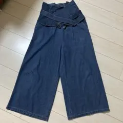 ハイウエスト デニム ワイドパンツ ベルト付きのサムネイル