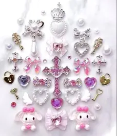 ネイルパーツ まとめ売り かわいい ピンク パール キラキラ リボン 105