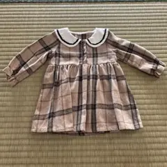 ベージュ系チェックのワンピース 80