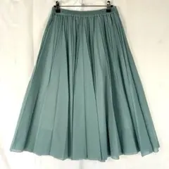 Theory セオリー プリーツスカート ロング グリーン ウエストゴム フレア