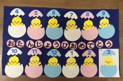壁面飾り　誕生日表　大きめ　ひよこ　通年　保育園　幼稚園
