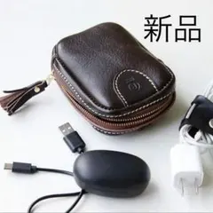 ポルコロッソ新品未使用コンパクトZIPポーチ本革ブラウンファスナーレザー小物入れ