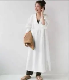 Relume ホワイトロングシャツワンピース
