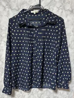 ネイビー ドット柄 シャツ Mサイズ