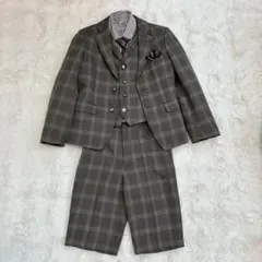 美品✨ワンダーファクトリー キッズスーツ 6点セット 130ブラウン　チェック