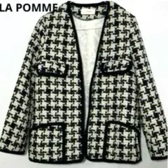 LA POMME ツイード　ジャケット　ブルゾン　ネイビー　M 中綿　キルト