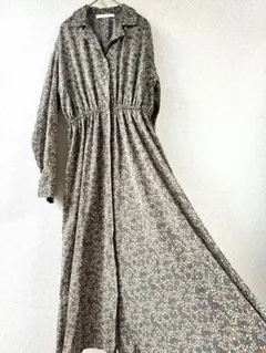 as know as plus ロングシャツワンピース 長袖 グリーン系
