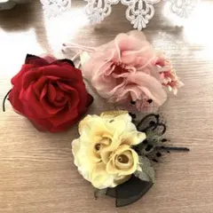 花のブローチ3点セット