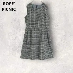 ロペピクニック　ノースリーブワンピース　フレア　ひざ丈　ツイード　M 清楚