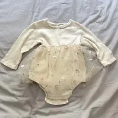 【未使用】長袖ロンパース　チュールワンピース 90cm
