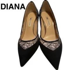 ☆美品☆ DIANA ブラック ハイヒール　レース　ポインテッドトゥ　スエード