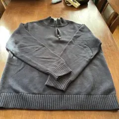 L.L.Bean 紺色　コットンジップアップセーター L-REG