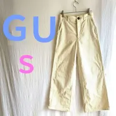 アイボリー ストライプ ワイドパンツ　ゆったりスタイル　秋