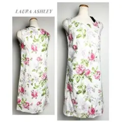 未使用✳︎ローラアシュレイ/花柄リネンワンピース/ドレス/麻/春夏/半袖/9号