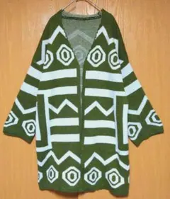 クラシカルエルフ　ニット　カーディガン　幾何学模様　羽織り　カーキ
