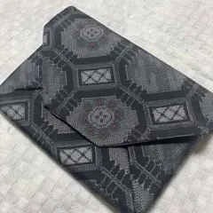 数寄屋袋　村山大島紬　幾何学文様　正絹