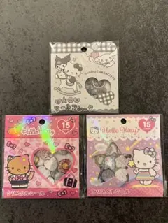 サンリオ　キティ　おはじきシールフレーク　クリスタルシール　3点セット