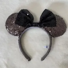 ディズニー　ミニー　スパンコール　カチューシャ　ピンクゴールド　ブラック