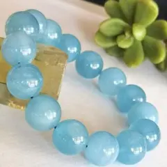 高品質■美品■大玉■透明感■天然石アクアマリン約13.9mmブレスレット