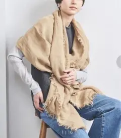 ASAUCE MELER　リネンガーゼ　大判ストール　ベージュ