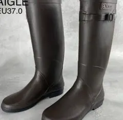 ★極美品 AIGLE エーグル シャンタベル レインブーツ フランス製 茶 37のサムネイル