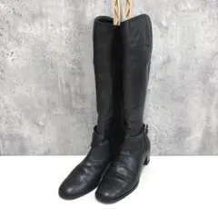 【Marie Club】ロングブーツ ヒール 黒 23cm ベルト スクエアトゥのサムネイル
