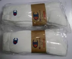 【2セット組】チャンピオン ハイソックス 無地（白／メンズ／25.0cm～）