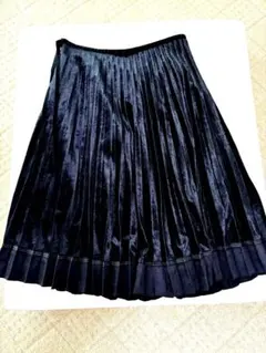 黒いベルベット風プリーツスカート