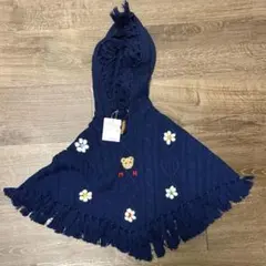 johnleeknb様専用 ミキハウス　ポンチョ　ネイビー フリンジ付き　花柄