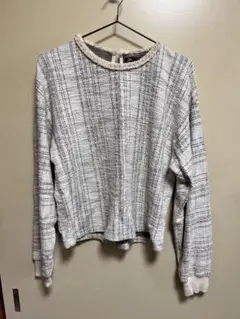 ZARA ツイード風 パール装飾 トップス M