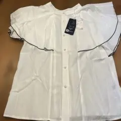 シフォン ホワイト フリル袖シャツ M