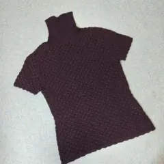 レディース オンワード樫山 タートルネック 半袖 ダークブラウン セーター