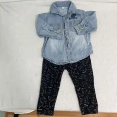 デニムシャツ　キッズ　80サイズ　レギンスパンツ　ユニクロ