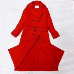 美品　グレースクラス　ロング丈　トレンチコート　ダブルブレスト　レッド　M 38