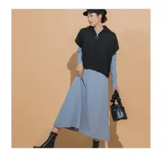 ★ニットベスト付ワンピース《手洗い可能》ビッキー（VICKY）★