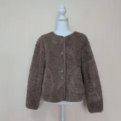 ユニクロ　ボアフリースクルーネックカーディガン（長袖）レディース　ベージュ　M