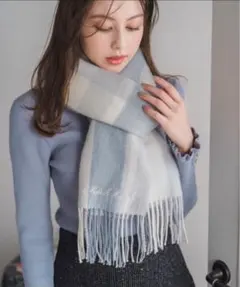 MISCH MASCH マフラー　チェック　水色　タグ付き　新品未使用