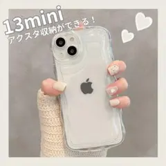 iPhone13mini ケース シンプル クリア アクリル ウェーブ シェイク