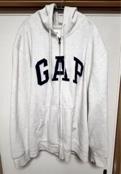 GAP(ギャップ)ジップアップロゴパーカー オフホワイト(クリーム色)XLサイズ