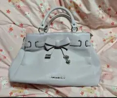 リボン付きラベンダー合成皮革バック