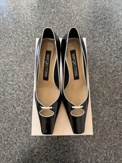 未使用　Sergio Rossi エナメル　パンプス　黒×白