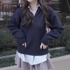 スムースコットンリラックスポロセーター UNIQLO