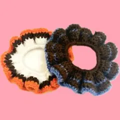 かぎ編み　ハンドメイド　シュシュ　ヘアアクセサリー　毛糸