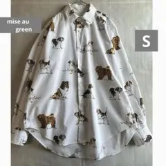 mise au green 犬総柄デザイン 半袖シャツ　綿100%オーバーサイズ