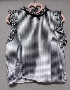 AnMILLE フリル付きギンガムチェックノースリーブシャツ