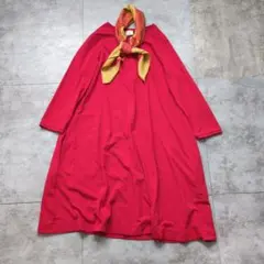 【Adam et Rope'】七分袖ワンピース 　赤　フレア　チュニック