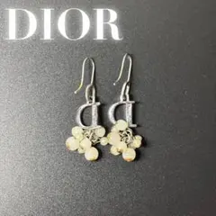 クリスチャンディオール ピアス　フェイクパール　D金具　シルバー