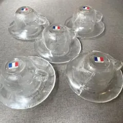 カップ＆ソーサー 5客セット ガラス製 フランス製