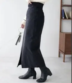 USコットンデニムZIPナロースカート　【Discoat】