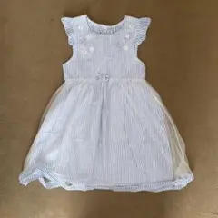 水色ストライプノースリーブワンピース 130